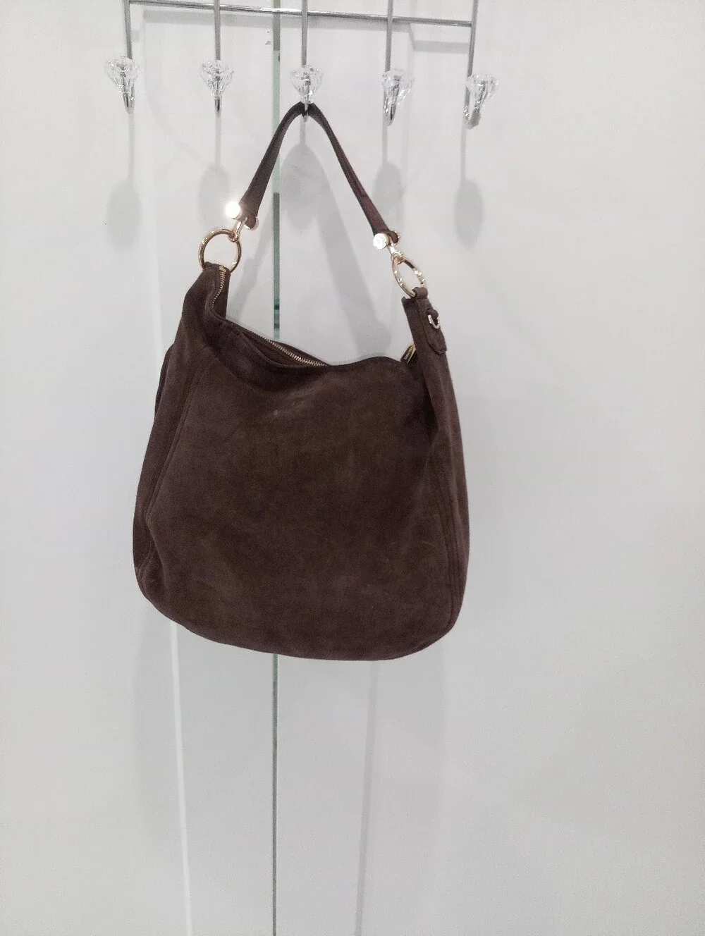 MICHAEL KORS Sonny Suede Medium Hobo Bag in 'Chocolate' Gold Hardware 🔥🥵